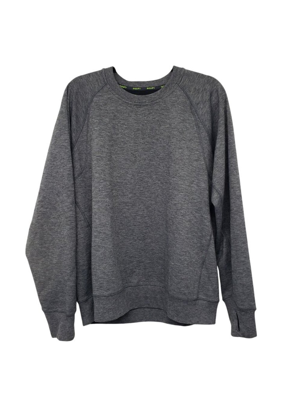 Brooks Womens Heathered Gray Crew Neck Sweatshirt Thumb Holes Relaxed L